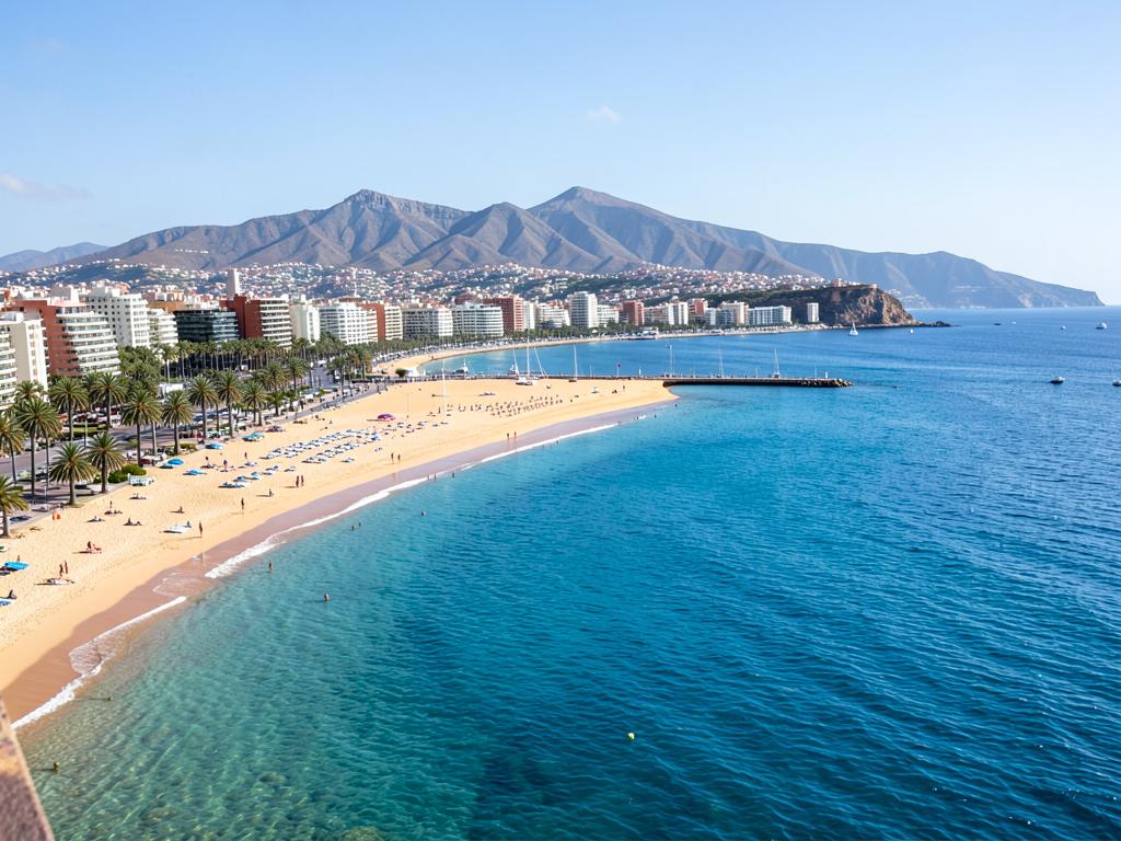 Gran Canaria coastline, cruise port and hotel tourism area