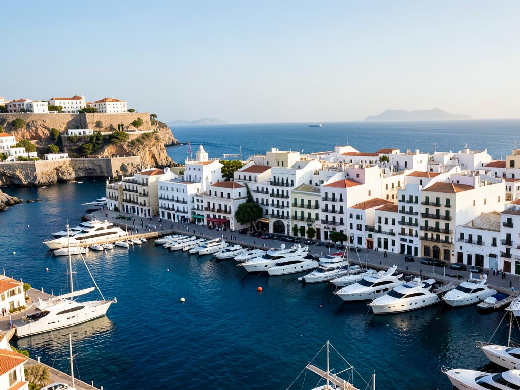 Elegant Ibiza coastline and marina