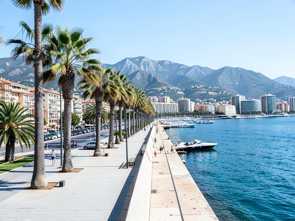 Málaga waterfront and Costa del Sol coastline